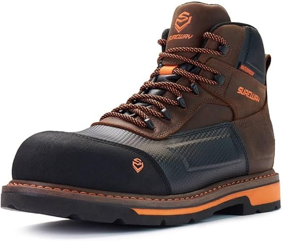 6-Inch Waterproof Soft Toe Work Boots for Men