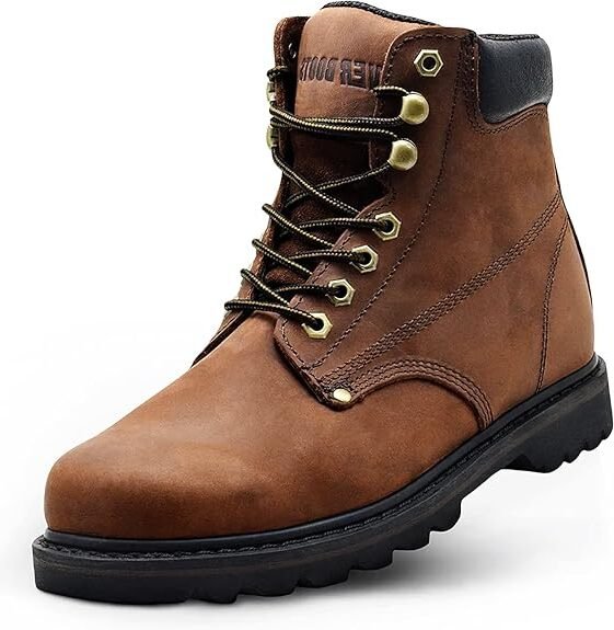 6-Inch Soft Toe Leather Work Boots for Men